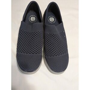 Bzees Knit Slip On Sneakers Womens 10 Navy Blue Excellent Washable Comfort Shoes